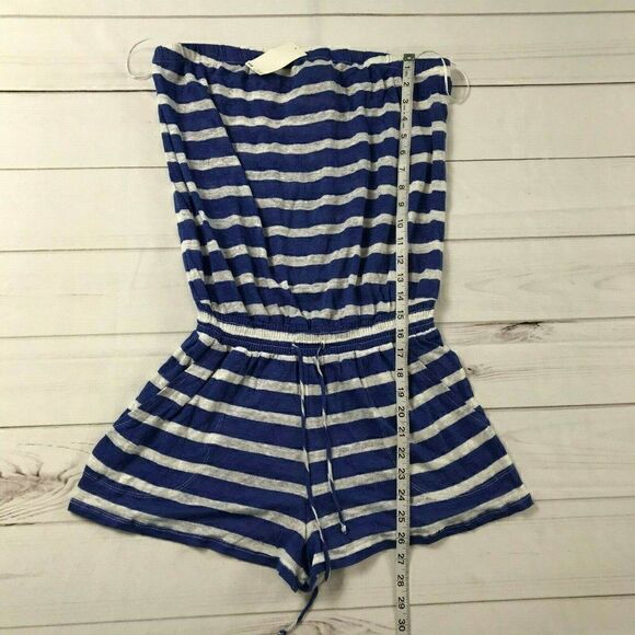 C&C California Womens Blue White Striped Strapless One Piece Romper Size Large - Picture 10 of 10